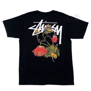 Korean Stussy Withered Flower Tee สีดำเสื้อเชิ้ตแขนสั้นเสื้อยืดกวินเทจ