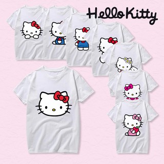 คอตต้อนคอกลมHELLO KITTY เสื้อยืดคิตตี้สุดน่ารักS-5XL