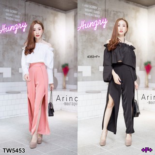 Set เสื้อเกาะอก มีปลอกแขน+กางเกงขาผ่านหน้า TW5453
