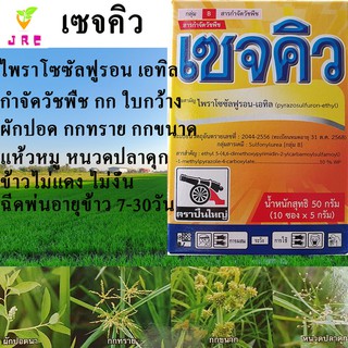 เซจคิว 50กรัม ไพราโซชัลฟูรอน เอทิล กำจัดวัชพืชประเภทใบกว้าง ผักปอดนา  กก หนวดปลาดุก กกทราย กกขนาก แห้วหมู หนวดแมว  เทียน