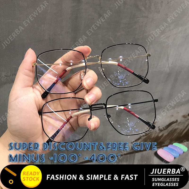 【Myopia Glasses】G Fashion Square Metal Frame Eyeglasses Women/Men