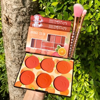 เซทแต่งหน้า โทนส้ม Fruity Make up 6 ชิ้น อายแชโดว์​ บ​ลัช​ออน​ ลิปสติก​ แปรงแต่งหน้า​ เซตเดียวจบ! เซทเครื่อง​ส​ำ​อา​งค์​