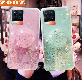 เคสโทรศัพท์มือถือ ซิลิโคนนิ่ม แบบป้องกัน ลายกลิตเตอร์รูปดาว สีฟอยล์เงิน วิบวับ หรูหรา สําหรับ Realme 8 7 5G X7 Pro C25 C21 C20 C17 7i Narzo 30 A8 8Pro 7 7Pro X7 X7Pro 7i C 25 21 20 17 Narzo30A