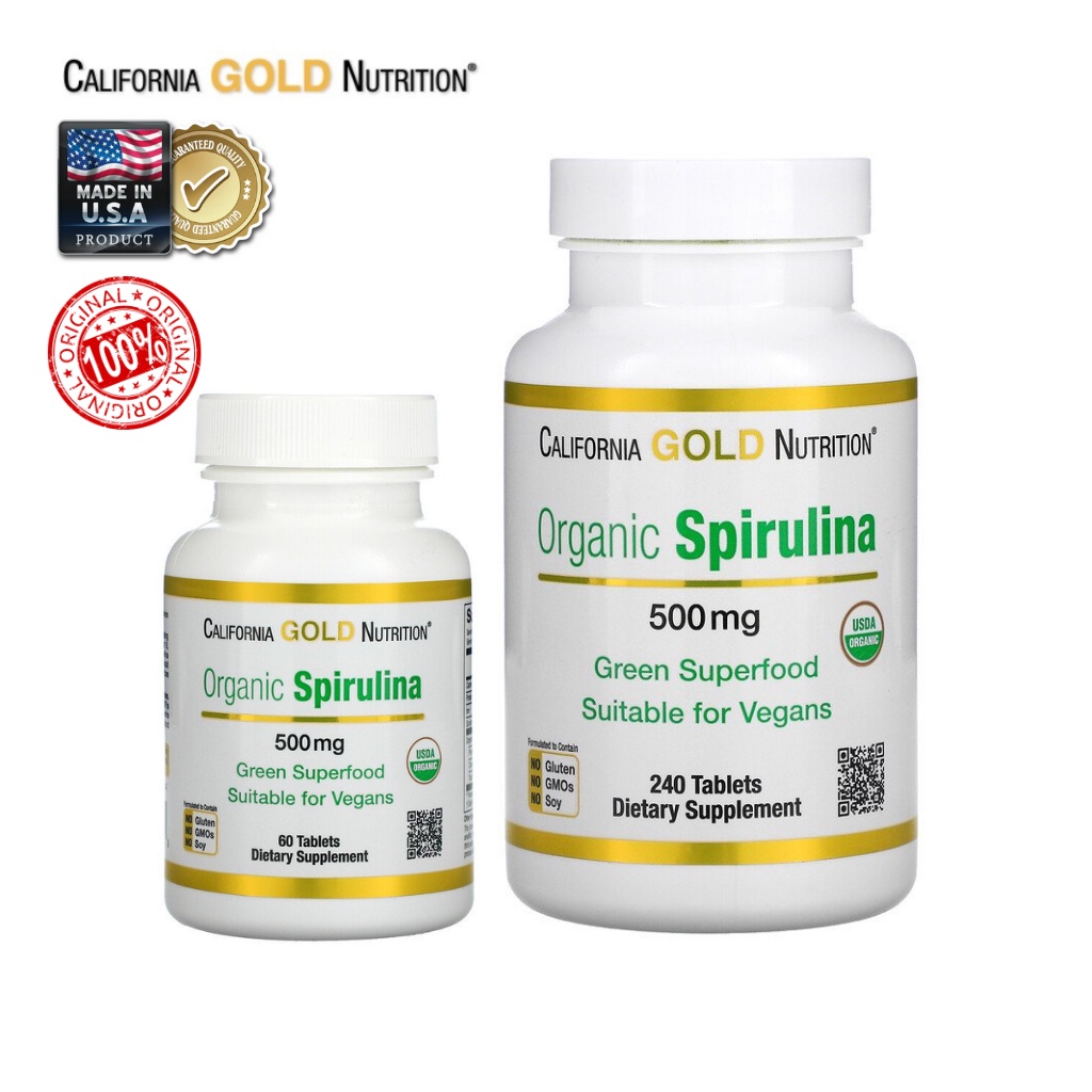 [พร้อมส่ง] California Gold Nutrition, Organic Spirulina สาหร่ายเกลียวทอง สาหร่ายสไปรูลิน่า 500 mg