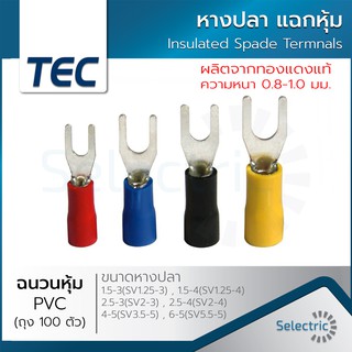 หางปลา แฉกหุ้ม หางปลาย้ำสายไฟ (ถุงละ 100ตัว) ขนาด1.5 2.5 4 6 SQMM.