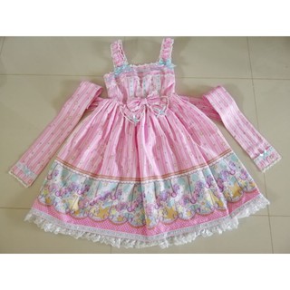 ชุดโลลิต้า แบรนด์ญี่ปุ่น ของแท้ Bodyline สีชมพู sweet lolita dress