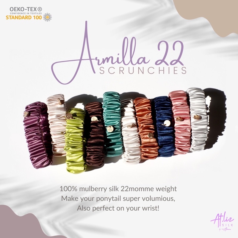 ยางรัดผมผ้าไหมมัลเบอร์รี่ รุ่นมัดแน่น แอทลิซ Atlizilk Armilla 22 Scrunchies