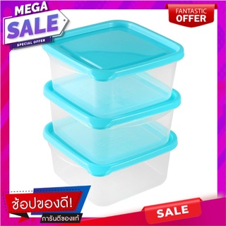 ชุดกล่องอาหารเหลี่ยม MICRON CHEF 6052 0.85 ลิตร แพ็ค 3 ชิ้น ภาชนะใส่อาหาร FOOD CONTAINER SET MICRON 6052 0.85L GREEN 3PC