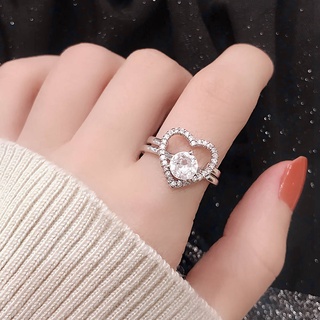 Ring Sterling Silver Heart -รูปสอง -in -one one indexer finger personality ring diamond ring