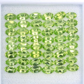 เพอริดอท ( Natural Peridot ) ขนาด 5x3 mm. เนื้อแก้ว #ดิบจากธรรมชาติ ชุดนึงมี 10 กะรัต