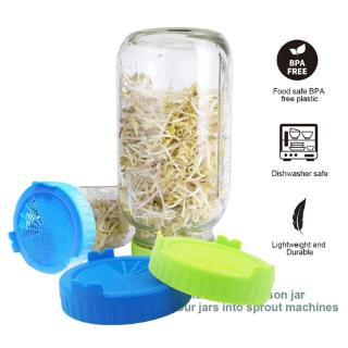 2J` Plastic Sprouting Lid Mesh Cover for 86mm Wide Mouth Mason Sprout Jars Strainer