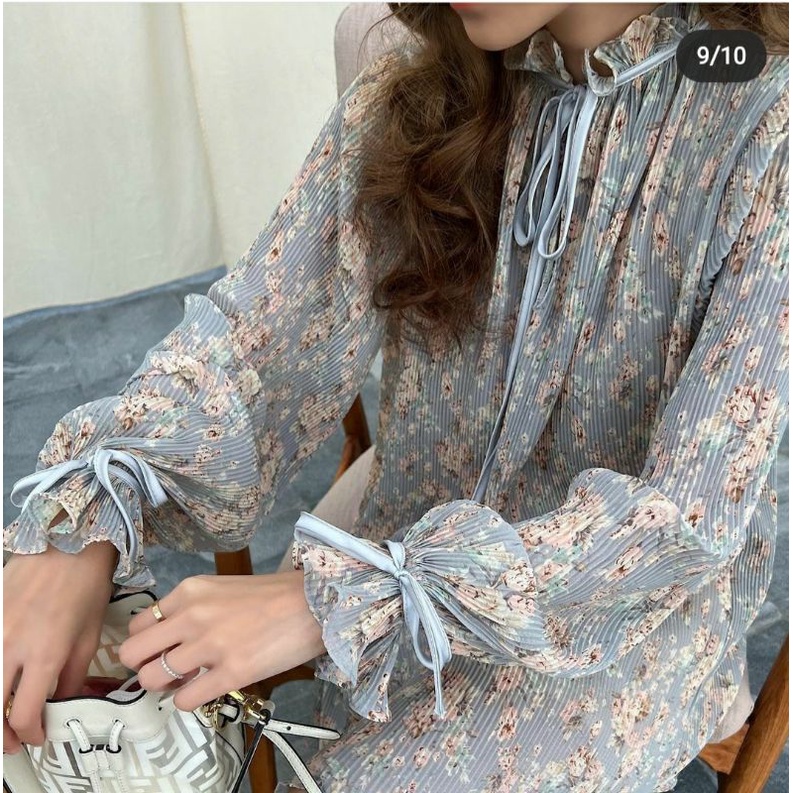 ริบบิ้นเดรส friendthings.ig ลายดอกไม้วินเทจ มีซับใน สวยดูแพงมาก