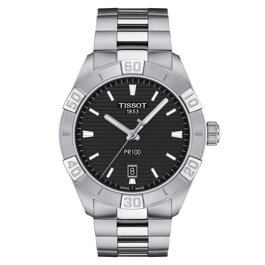 Tissot PR 100 Sport Gent Quartz ทิสโซต์ พี อาร์ 100 สีดำ เงิน T1016101105100 นาฬิกาผู้ชาย