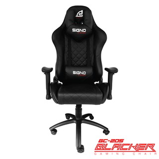 เก้าอี้เกมมิ่ง GAMING CHAIR SIGNO BLACKER GC-205 BLK +20% skill all game!! GC205 GC202