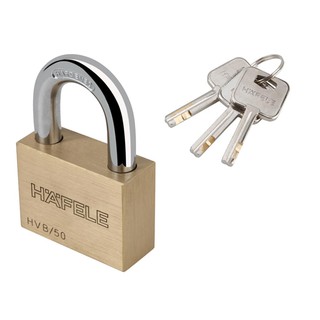 กุญแจลูกปืน HAFELE 482.01.984 50 มม. สีทองเหลือง PADLOCK HAFELE 482.01.984 50MM BRASS