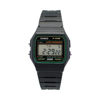 Casio นาฬิกาข้อมือผู้ชาย สายเรซิ่น รุ่น F-91W-3DG,F-91W,F-91