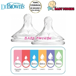 Dr Browns Natural Flow Options Plus จุกนม คอกว้าง เหมือนเต้านม / ทรีต (2 ชิ้น)