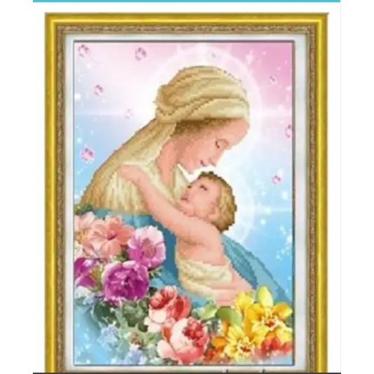 ภาพวาดเย็บปักถักร้อย 3D Cross ของ MOTHER MARIA AND GOD OF THE BRONZE / รหัสสินค้า EVA8327 (ตัวปรับแต
