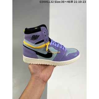 [พรีเมี่ยม] Air Jordan 1 AJ1 รองเท้าผ้าใบลําลอง ข้อสูง สีม่วง