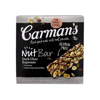 Carmans Gluten Free Dark Choc Espresso160g  คาร์แมนกลูเตนฟรีดาร์กช็อกเอสเปรสโซ 160 กรัม