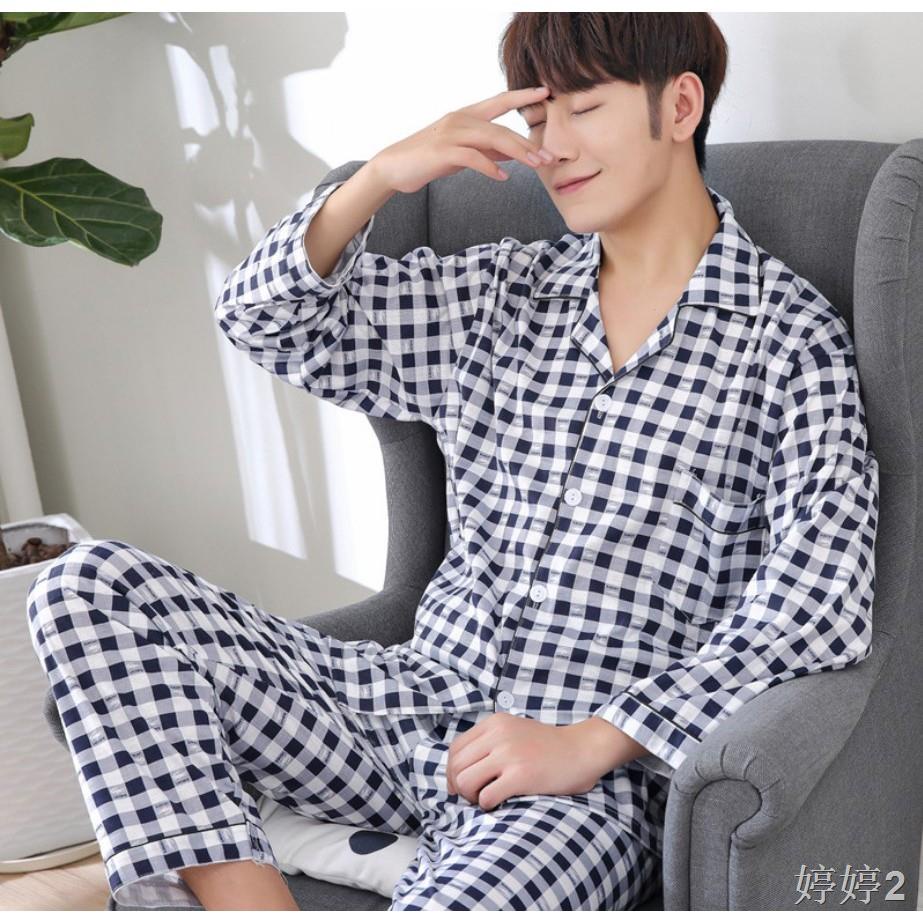 ☬☼✔ชุดนอนผู้ชายผ้าคอตตอน แขนยาวขายาว มีขนาด XL-XXXL (TSS_05)