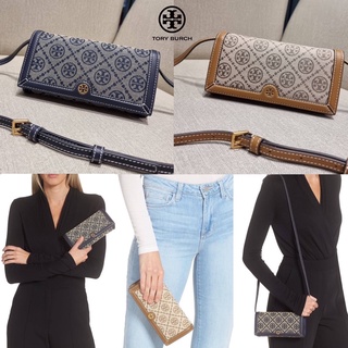 TORY BURCH T MONOGRAM JACQUARD CROSSBODY CHAIN WALLET