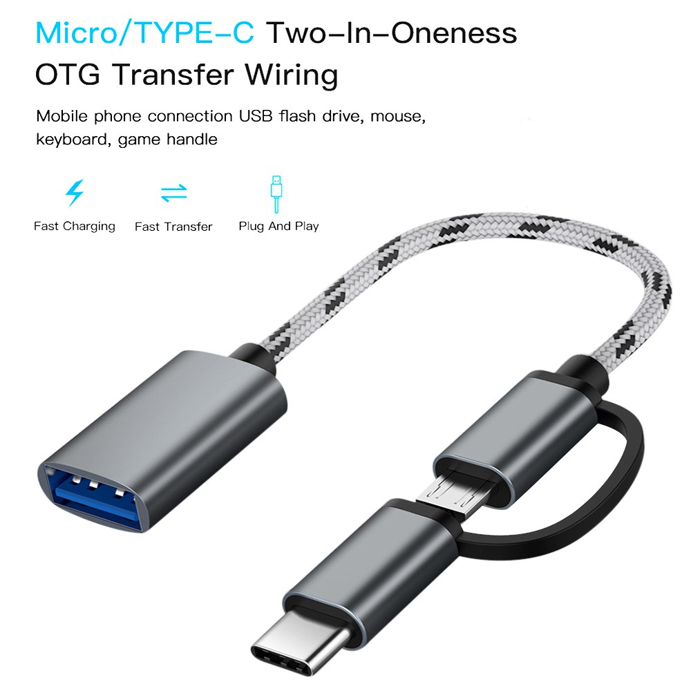 อะแดปเตอร์ตัวแปลง สายเคเบิ้ลเชื่อมต่อข้อมูล 2 In 1 Type-C Otg เป็น Usb 3.0 Interface Otg