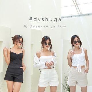 🔥พร้อมส่งS-2XL🔥#dyshuga กางเกงขาสั้น เอวสูงผ้าดับเบิ้ล ซิปข้าง ปลายขาแหวก