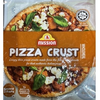 Mission Pizza Crust Wholemeal 300g.แผ่นแป้งสาลีสำเร็จรูปสำหรับทำพิซซ่า อาหาร วัตถุดิบสำหรับทำขนม