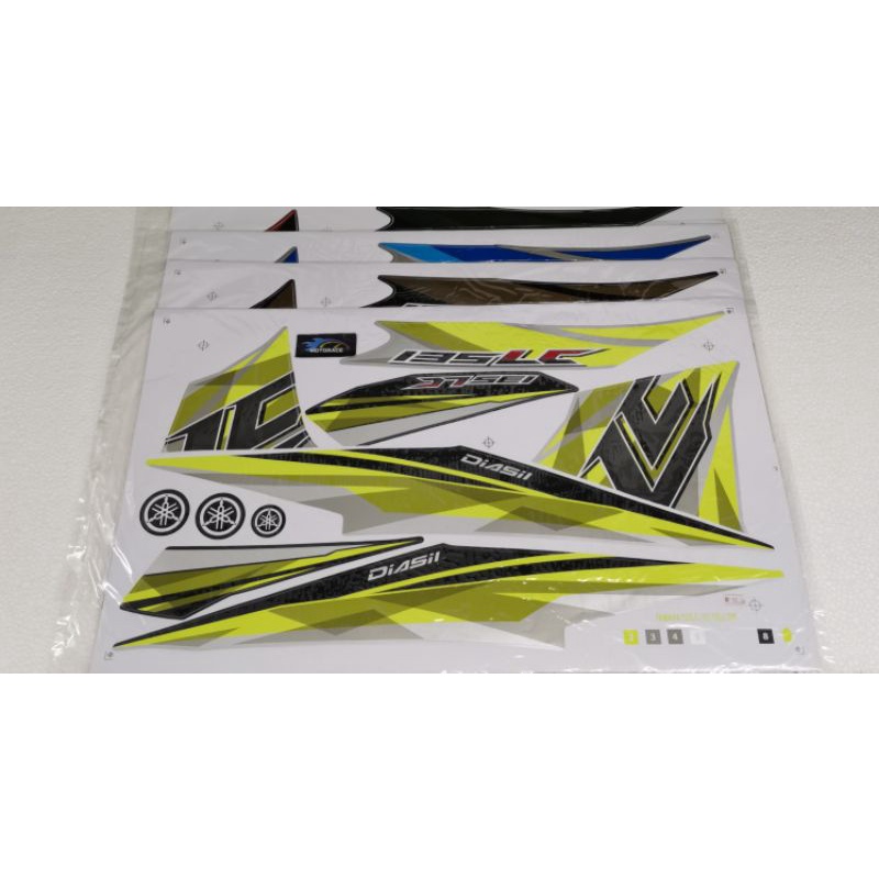 YAMAHA LC135 V4 V5 V6 V7 ชุดปกสติ๊กเกอร์ STRIPE (16) สีดํา / แดง / น้ําเงิน / เหลือง