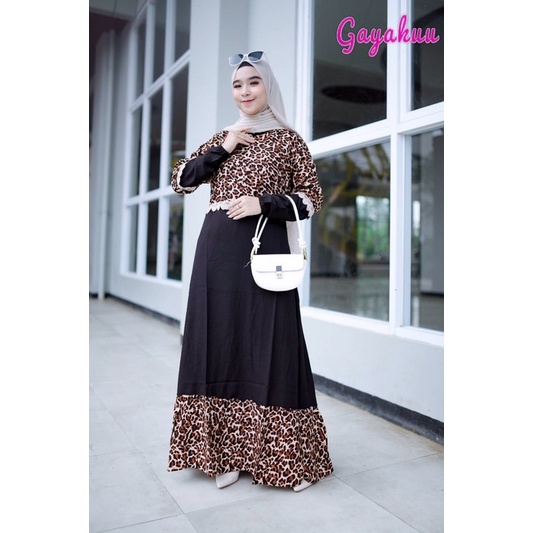 HOMEDRESS GAYAKUU COMBINATION BLACK CLEOPARD LACE | GAMIS CANIK GAMIS