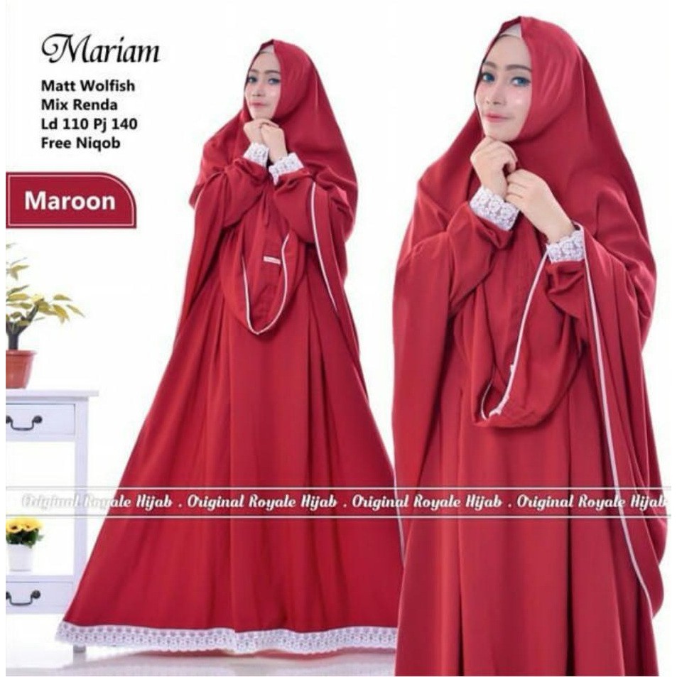 JM MARIAM Syari (GAMIS+HIJAB) MONALISA MATERIAL PATTERN Syari Gamis Set Khimar Gamis Syari