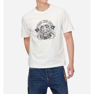 Evisu เสื้อยืดลําลองสําหรับผู้ชายแขนสั้นพิมพ์ลาย Dharma Logo 2EAHTM1TS339XXCT