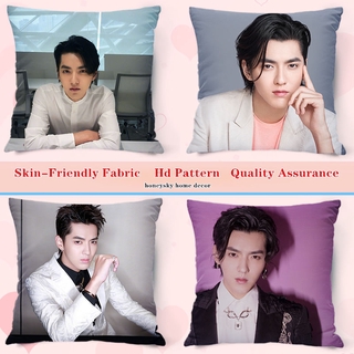 Exo Star Wu Yifan Pillow Cover DIY Photo to Customize Birthday Gift by Pillow Cover Linen Pillow Cover Living Room Office Pillow Cushion Cover Waist Pillow Waist Cushion Back Cover