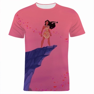 ใหม่ เสื้อยืดลําลอง แขนสั้น พิมพ์ลายการ์ตูน Pocahontas 3D แฟชั่นฤดูร้อน สําหรับผู้ชาย และผู้หญิง