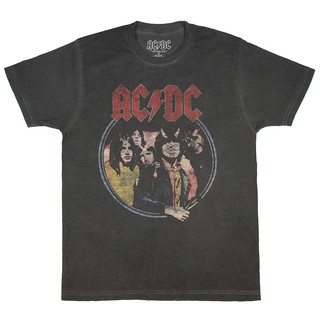 acdc music highway to hell circle เสื้อยืดลําลองสําหรับผู้ชายผ้าฝ้าย 100% แขนสั้น oversize