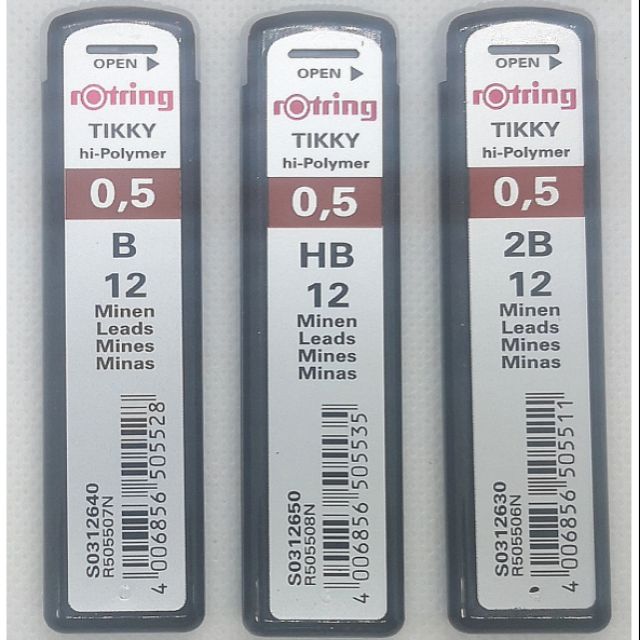 Rotring รอตตริง  ไส้ดินสอ   ขนาด 0.5  ความเข้ม HB, B, 2B [ของแท้ จากตัวแทนจำหน่าย]