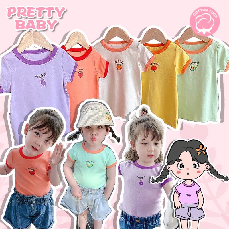 PRETTY BABY เสื้อยืดเด็ก เสื้อยืดสำหรับเด็กผู้หญิง เสื้อยืดเด็กโตเนื้อผ้านิ่ม 071