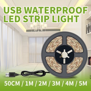 แถบไฟ LED Light DC5V เทปหลอดไฟแบบยืดหยุ่น LED ไดโอดริบบิ้น50ซม.1M 2M 3M 4M 5M ทีวีเดสก์ท็อปหน้าจอ LED Backlight สำหรับ Hiasan Kamar