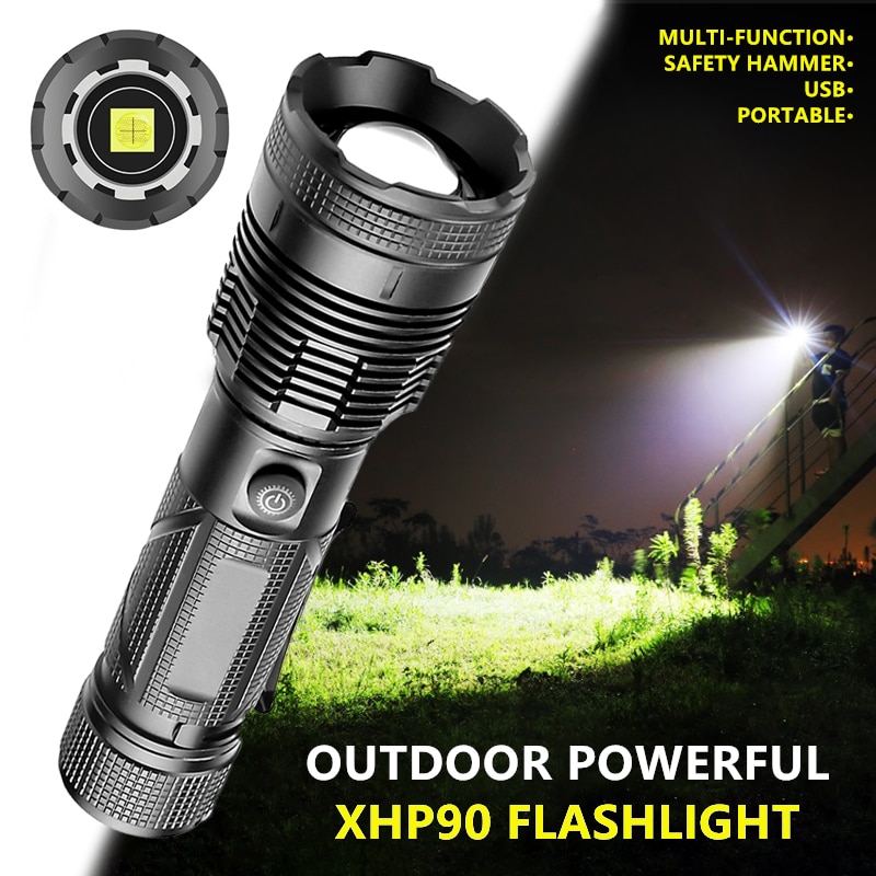 XHP100 High Quality 9 Core Led Flashlight Zoom Flashlight USB ...