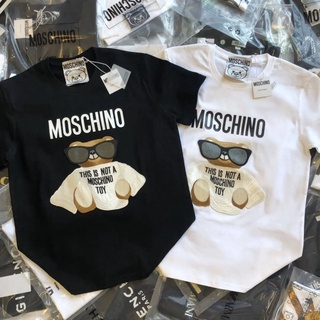 [Label + Tag] ชุดนอนเสื้อยืดแขนสั้น ปักลาย MOSCHINO ทรงหลวม สไตล์ยุโรป และอเมริกา สําหรับผู้ชาย และผู้หญิง