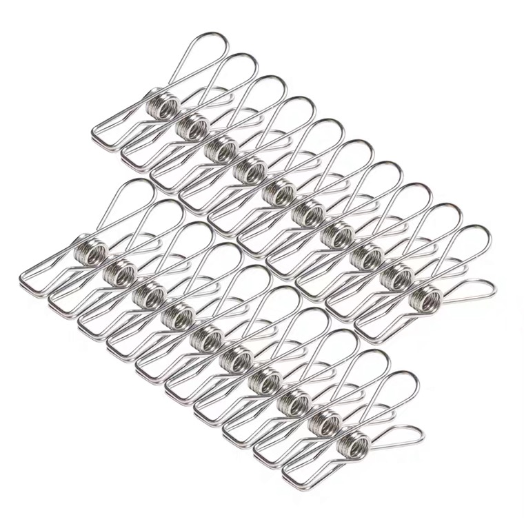 ที่หนีบผ้าสแตนเลส คลิป ตัว ที่ คลิป  ขดลวด จำนวน 20/แพ็ค  (ยาว 4.5 ซม หนา2mm)