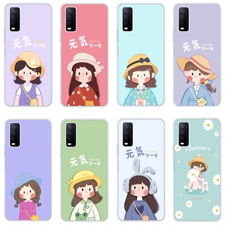 เคสโทรศัพท์มือถือ ซิลิโคน ใส กันกระแทก ลายการ์ตูนเด็กผู้หญิงน่ารัก สําหรับ Vivo y20 2021 y12s y20s y20 y21i y12 y12i y11