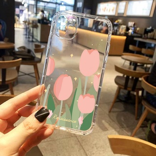 เคสiPhone11 โทรศัพท์เลนส์ป้องกันแขน ความกดอากาศ ทิวลิป พิมพ์ลาย เคสโทรศัพท์มือถือนิ่ม แบบใส ลายดอกไม้ สําหรับ เคสไอโฟน11 โทรศัพท์ ip i 6s 7 8 plus 11 เคสไอโฟน 13 เคสไอโฟน 12 pro max mini เคสไอโฟน7พลัส xs XR iPhone 14 case เคสโทรศัพท์