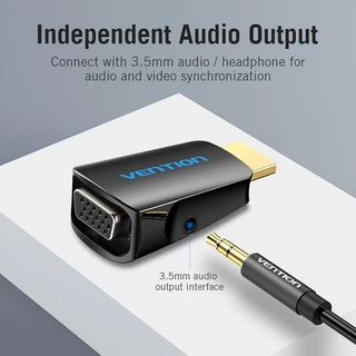 Vention อะแดปเตอร์ตัวแปลง HDMI เป็น VGA ตัวขั้วต่อ ชุบทอง 1080P สำหรับ PC TV Xbox แล็ปท็อป โปรเจ็คเตอร์: แบบมีเสียง คอมพิวเตอร์ แท็บเล็ต จอภาพ PS4