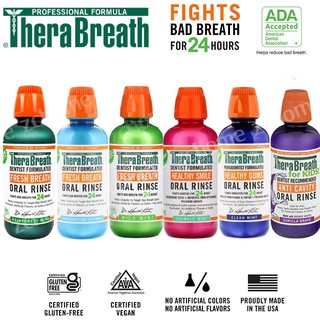 น้ำยาบ้วนปาก ของแท้ นำเข้าจาก🇺🇸TheraBreath, Fresh Breath, Oral Rinse, Mild Mint, 16 fl oz (473 ml) มีสินค้าพร้อมส่ง