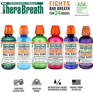 น้ำยาบ้วนปาก ของแท้ นำเข้าจาก🇺🇸TheraBreath, Fresh Breath, Oral Rinse, Mild Mint, 16 fl oz (473 ml) มีสินค้าพร้อมส่ง