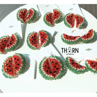 ต่างหูลูกปัดแตงโม Watermelon Earrings แตงโมที่สุดใสที่สุดในสามโลก ครอบจักรวาล