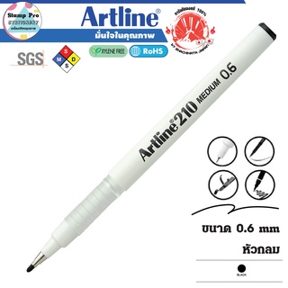 Artline EK-210 ปากกาหัวเข็ม 0.6 มม. Writing Drawing Pen หัวแข็งแรง คมชัด (สีดำ)