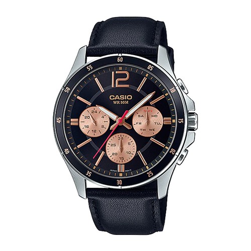 Casio นาฬิกาผู้ชาย สายหนังสีดำ Gent sport รุ่น MTP-1374L,MTP-1374L-1A2,MTP-1374L-1A2VDF